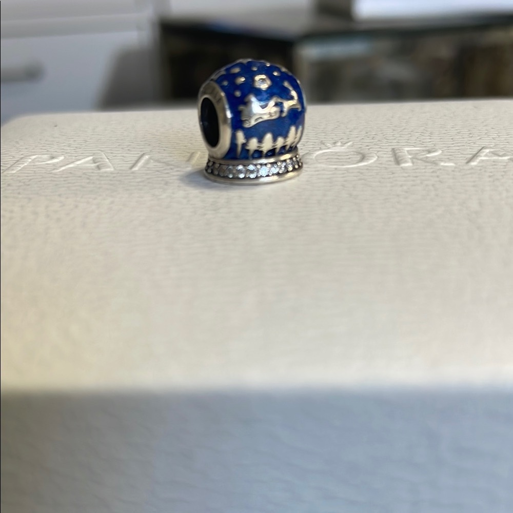 Pandora Snow Globe Blue and Silver Charm